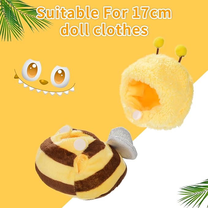 Cute Clothes for Doll Design Outfit Pop Blind Mystery Box Accessories Mart Mini La Boo-Boo Blah Bu Bu BuLafufu Ropa Plush Toy Stuff Dress Overalls Hoodie Pajamas (Yellow bee)