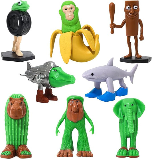 8Pcs Italian Brainrot Action Figures Tralalero Travala Toy Set With Tralalero Travala,Tung Tung Tung Sahur, Brr Brr Patapim & More - Brainrot Toys Collectible Animal Figures for Display or Gifting