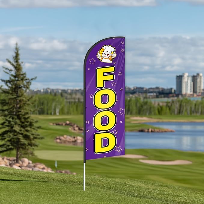 Food Feather Flag for Storefronts Fairs,6 FT (Flagpole Not Included) | Business Advertising Flag