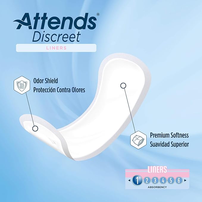 Attends® Confidence® Discreet Liners (Pack of 672) - Adult Disposable Light-Absorbent Bladder Control Pad Liners, 6 in. - 24 Bags, 28 per Bag | Adult Disposable Light-Absorbent Bladder Control Pad Liners