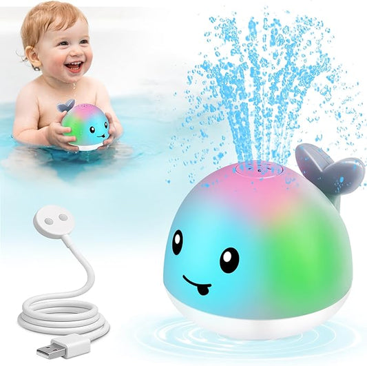 Original Magnetic Charging Whale Bath Toy, Light Up Baby Bath Toys for Kids Ages 1-3, Infant Baby Toy Bathtub Water Toy Sprinkler 1 2 3 Year Boys Girls Valentines Gifts Bath Toy 6-12-18 Months