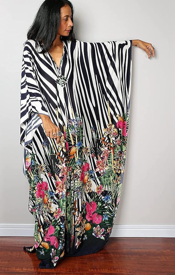Venasha Womens Caftan Floral Print Kaftan Dress Short Sleeve Swimsuit Cover up Loungewear for Summer