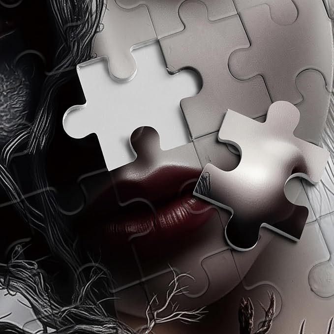 Magic Women Heart Puzzles for Adults 1000 Pieces, Fantasy Puzzle Tree of Life Key Demon Angel Jigsaw Puzzles, Black White Castle Impossible Hard Difficult Challenging Puzzle