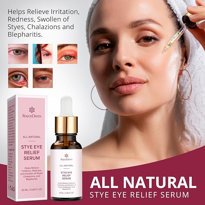 Roycederm Stye Eye Treatment Serum: Natural Stye Remover for Styes Chalazion and Blepharitis - Safe & Fast Relief (0.68 Fl Oz (Pack of 1))