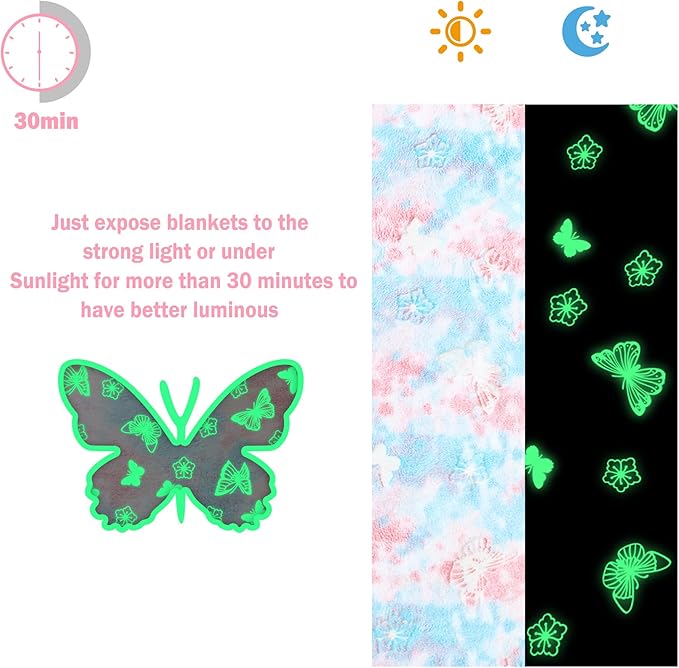 Softan Kids Throw Blanket for Boys and Girls Soft Cozy Flannel, Cute Blanket for Sofa Couch Bed, Christmas Birthday Gift for Kids Toddler, Multicolor Butterfly 50x60 Inches