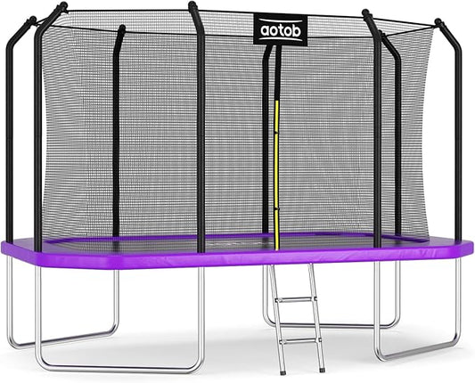 AOTOB 8×12 FT ，8×14 FT Rectangle Trampoline - Perfect Outdoor Large Trampolines for Kids - Gymnastics Style Trampoline with Enclosure Net - Supports Up to 440 lbs