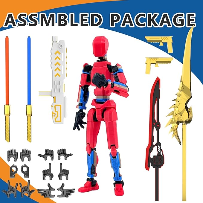 T13 Action Figure Already Assembled, Multi-Colored Titan 13 Action Figure Set Dummy with Laser Saber 3D Printed T 13 Lucky Robo Nova 13 Action Figures, Figura de acción t13 (Red-Blu-Br)