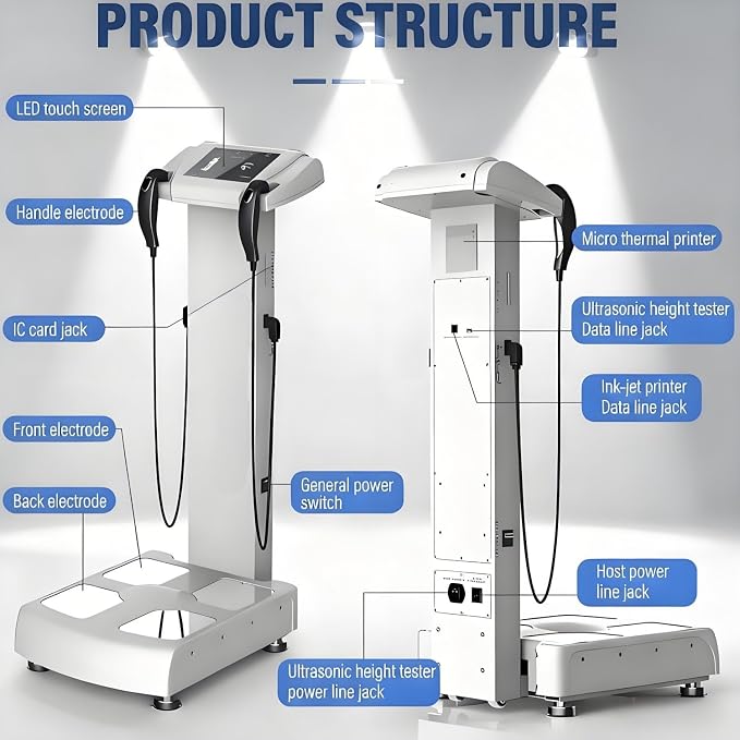 Body Composition Analysis Equipment, Body Fat Analyzer, Human Body Fat Detection Instrument Body Fat Analyzer for Muscle Mass, Visceral Fat, for Home Gym Use Black Cream