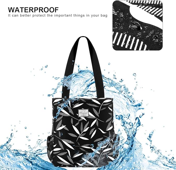 KAMO Floral Tote Bag - Waterproof Lightweight Handbags Travel Shoulder Bag for Hiking Yoga Gym Swimming Travel Beach