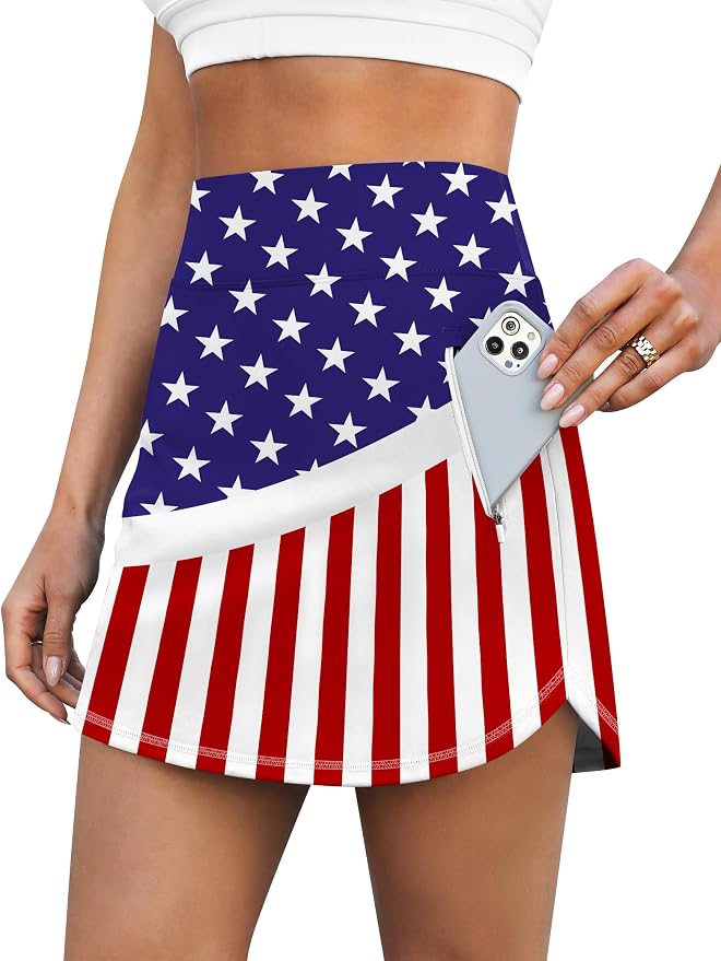 LouKeith Golf Skirts for Women Tennis Skirt with Zipper Pockets High Waisted Running Casual Athletic Skorts Built-in Shorts