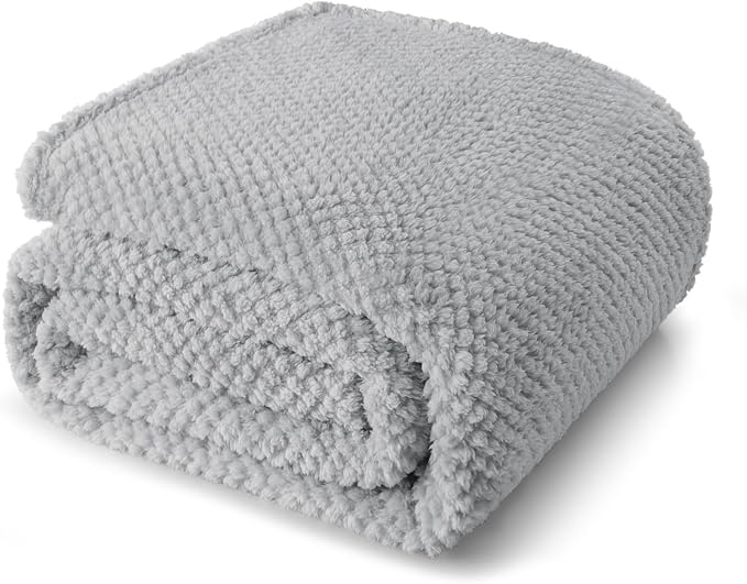 Whale Flotilla Soft Fleece Queen Size Bed Blanket, Light Grey | 90x90 Inch, Suitable for Bed, Fluffy Fuzzy Jacquard Blankets for All Season, Lightweight and Cozy