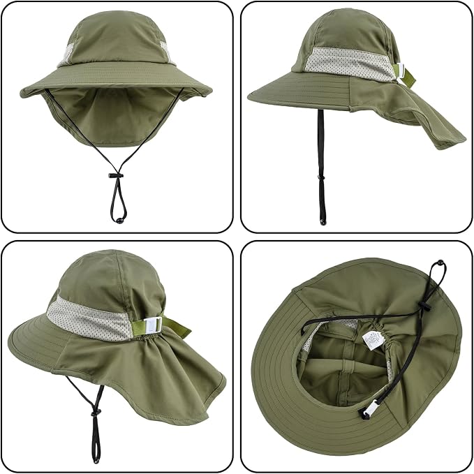 Toddler Baby Sun Hat Kids Summer Beach Essentials Adjustable Beach Hats with Bucket Wide Brim for Boys Girls Age 0-14 Years