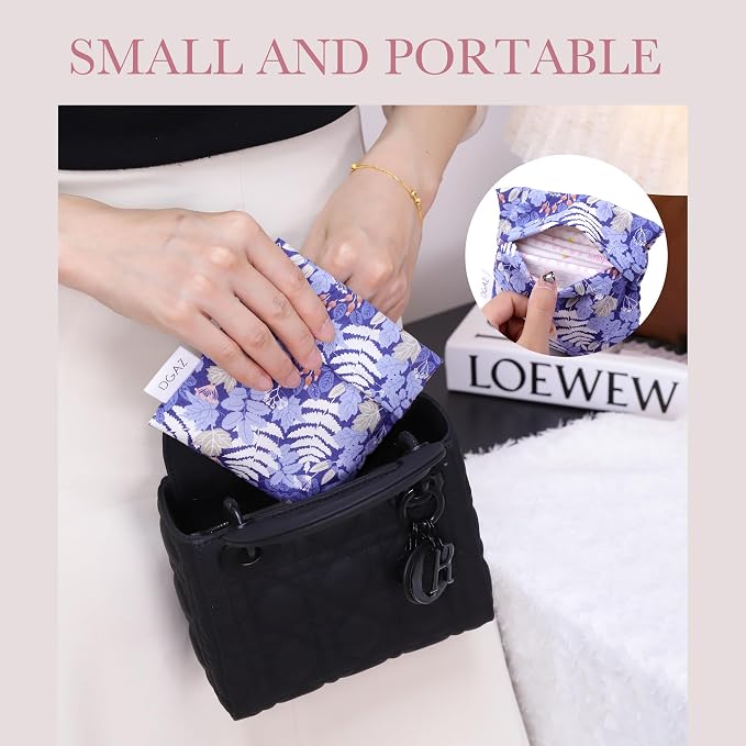 DGAZ Sanitary Napkin Storage Bag, Period Bag for Teen Aged Girls, Portable Period Bag for Panty Liners/Menstrual Cup/Small Tampons，Mini Makeup Bag for Purse(Austere Blue)