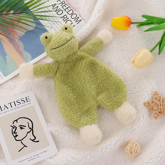 Apricot Lamb Stuffed Animals Security Blanket Green Frog Infant Nursery Character Blanket Luxury Snuggler Plush 10 Inches
