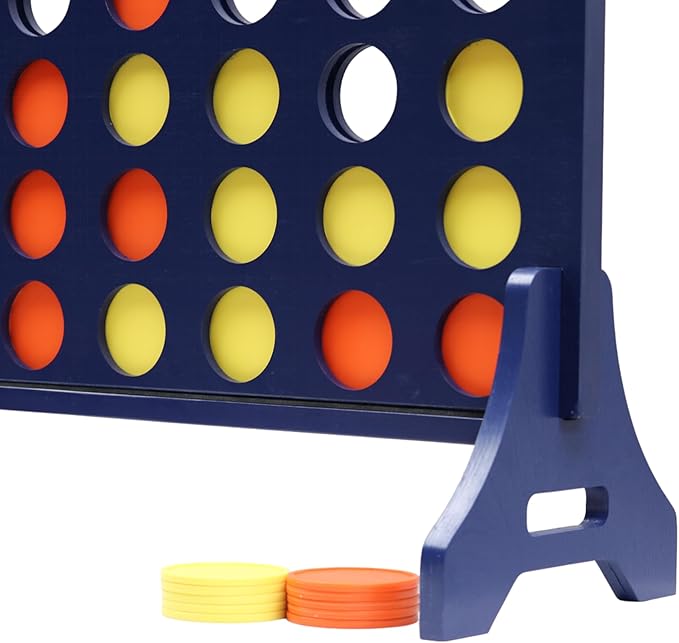 Tailgating Pros Premium Navy Giant Four in a Row with Carrying Case - Jumbo Oversized Outdoor Yard Game - Connect Multiple Pucks in a Row to Win - Many Puck Colors Available!