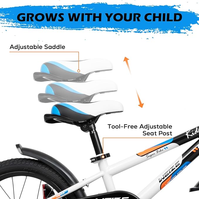 WEIZE Kids Bike,14 16 20 Inch Children Bicycle for Boys Girls Ages 3-12 Years Old, Rider Height 32-60 Inch, Coaster Brake, Multiple Color Options