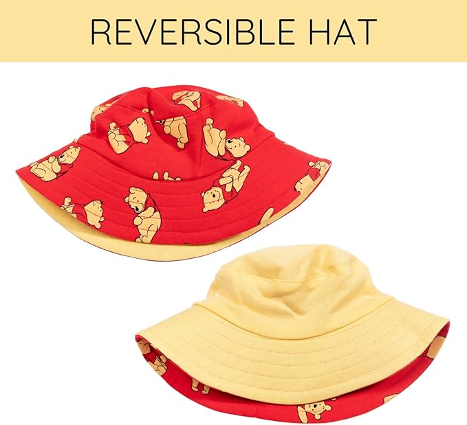 Disney Baby Romper and Reversible Bucket Sun Hat Outfit Set Newborn to Infant Sizes (Newborn - 24 Months)