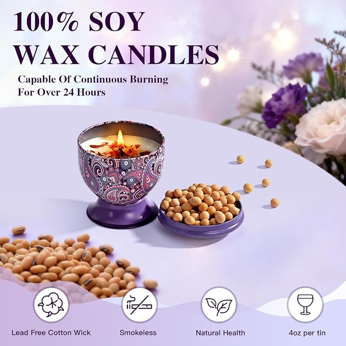 Aromatherapy Candle Gift Set (4-Pack),Natural Soy Candles,Women's Candle Gift,Non-Toxic Eco-Friendly Candles,Perfect for Men,Women,or Friends,Ideal Birthday or Wedding Gifts