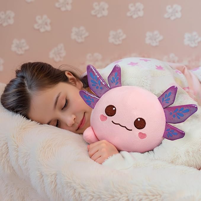 Mewaii Axolotl Plush, Cute Pink Axolotl Stuffed Animal, Soft Plushies Cuddle Pillow, Anime Plushie Doll, Cute Stuff Toys Gift for Girls, Boys and Males (8 Inch)