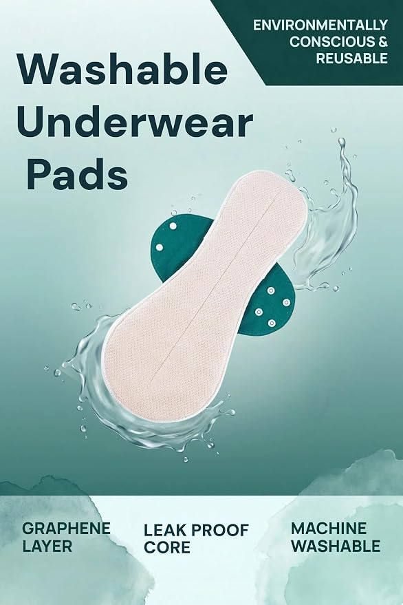 Pure Cotton Mesh Pads Sanitary Napkins,Washable Menstrual Pads,Reusable Incontinence Pads,with 1 Storage Bag,Panty Liners Pads Period for Women/Incontinence Patients.(Yellow/L/5pcs)