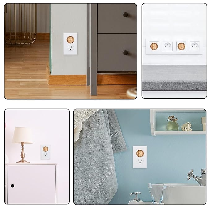 Baby Safety Outlet Plug Electrical Socket Covers, Brown Wooden (2)