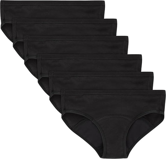 Hanes Girls' Period Underwear Boxer Briefs, Comfort Period Boxer Brief Panties for Girls, Moderate Protection