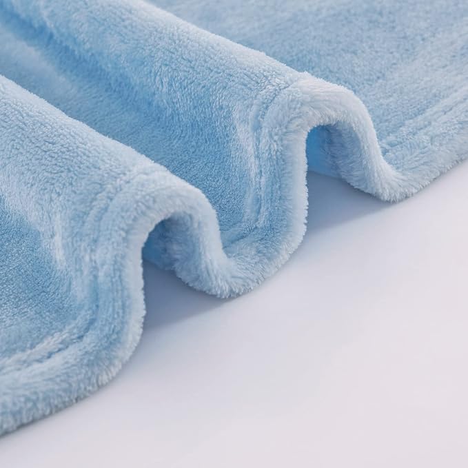 Light Blue Fleece Plush Throw Blanket 50"x60"for Couch Fuzzy Cozy Flannel | Super Soft Lightweight Microfiber Blanket for Sofa Bed bedroom Home Decor All Season,Birthday Gifts for Women Mom Adult
