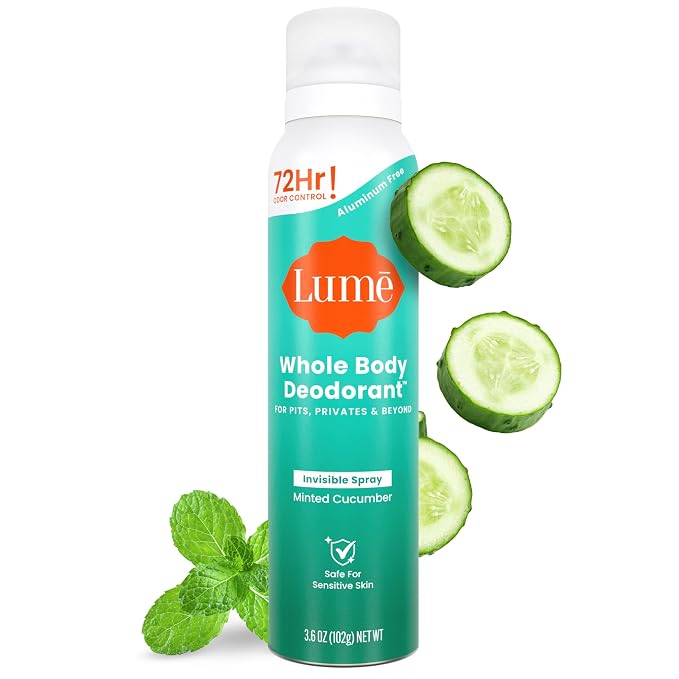 Lume Invisible Spray Deodorant For Women - Whole Body Deodorant Spray - 72Hr Odor Control - Ozone Friendly - Aluminum Free & Baking Soda Free - Skin Loving, Low Irritation - 1pk (Minted Cucumber)