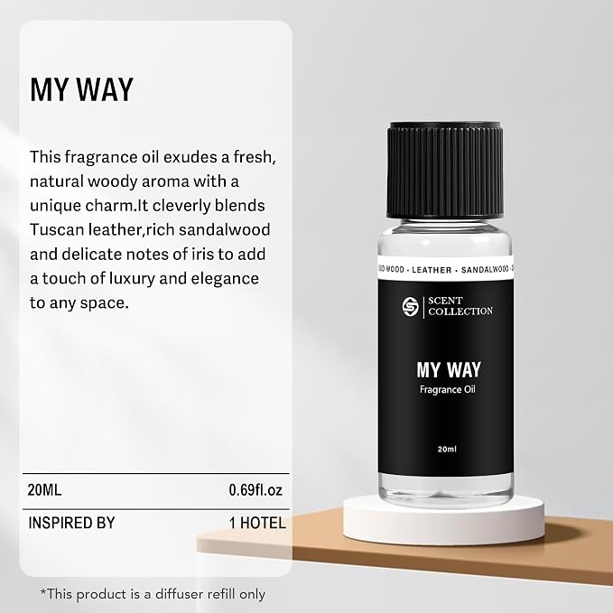 Luxury Hotel Scent My Way Diffuser Oil (20ml/0.68Fl oz) - Essential Aromatherapy for Large Room & Home - Premium Fragrance Oil Blend for Ultrasonic & Waterless Diffusers - Sandalwood, Cedarwood, Iris