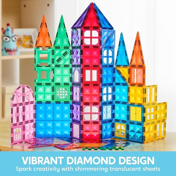SYNCFUN 66PCS Magnetic Building Tiles, Toys for Toddler, 2D & 3D Magnet Tiles, Durable and Creative STEM Building Toys for Kids Aged 3-5 4-8, Educational Gift