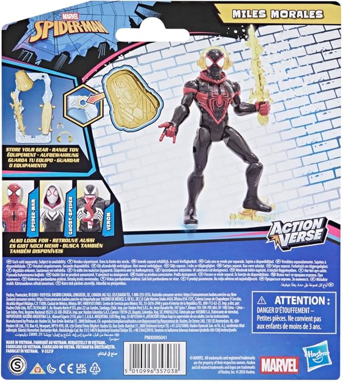 SPIDER-MAN Marvel ActionVerse Miles Morales Action Figure & Accessories, 4.5-Inch (11.4 CM) Super Hero Toys & Figures for Kids, Ages 4+