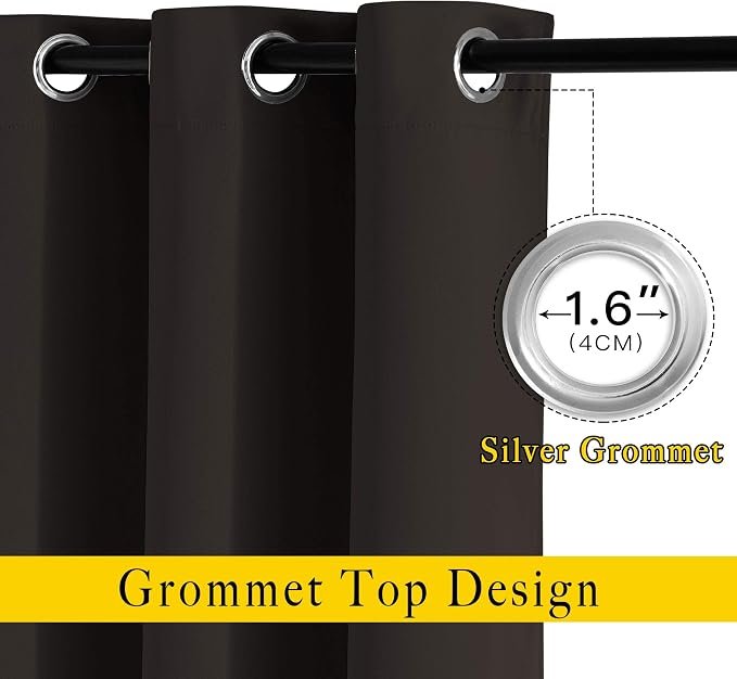 NICETOWN Blackout Draperies Curtain Panels - Thermal Insulated Solid Grommet Blackout Curtains/Panels/Drapes for Living Room(Toffee Brown, 1 Pair, 66 by 54-Inch)