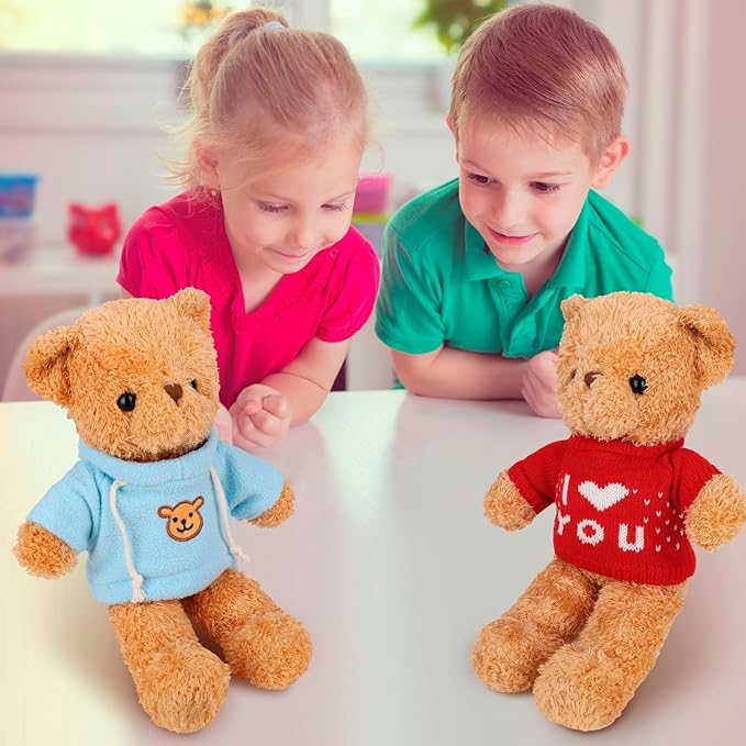 Fuyamp 10 Pcs Bear Clothes Tee Doll Clothes Bear Hoodie Sweater Fit 14-18 Inches Bears Include Cute Clothes Glasses Hat Kawaii Plush Doll Clothes DIY Bear Toy