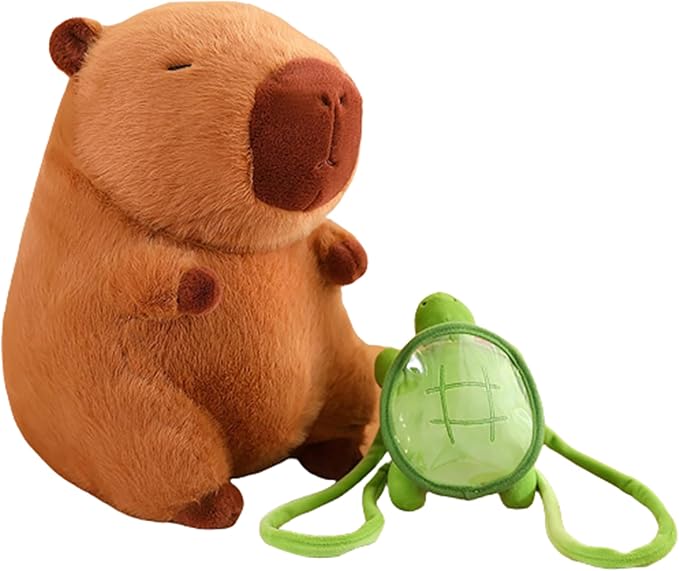 9.8 Inch Capybara Plush Toy with Turtle Backpack, Cute Animal Plush, Cute Doll for Kids, for Girls/Boys, Anxiety Stuffed Animal, Bedtime Huggable Companion