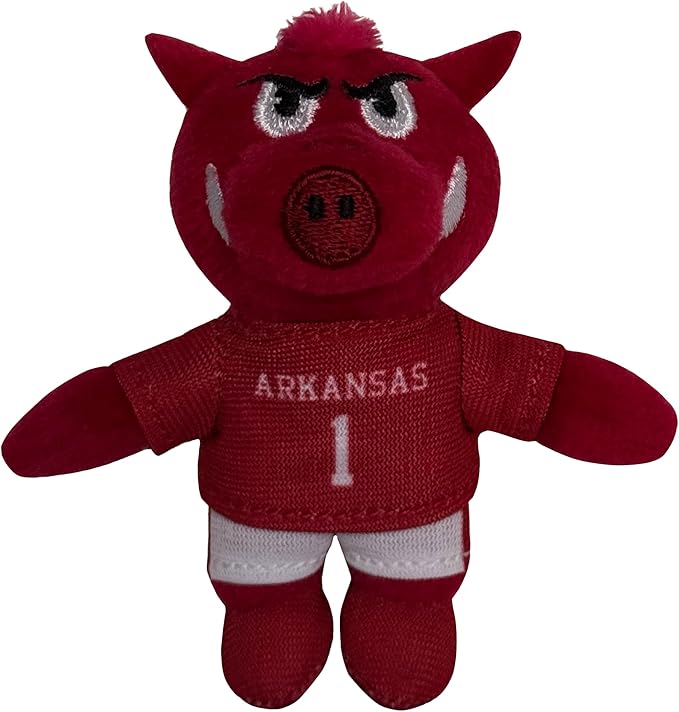 Bobbi-Dobbiez Attachable Plushie University of Arkansas Big Red Mascot – Attaches to Backpacks, Bags, Shoes, Water Bottles, and More