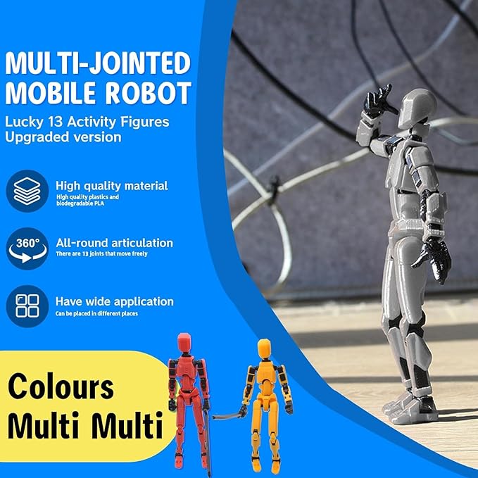 MerryXD T13 3D Action Figure,Assembly Completed Dummy Nova Titan Lucky 13 Action Figure 3D Printed Multi-Jointed Movable Toy Purple