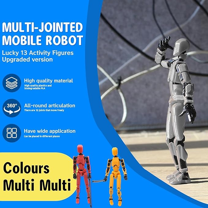 MerryXD T13 Action Figure,Assembly Completed Dummy Nova Titan Lucky 13 Action Figure 3D Printed Multi-Jointed Movable Toy Grow in The Dark Blue