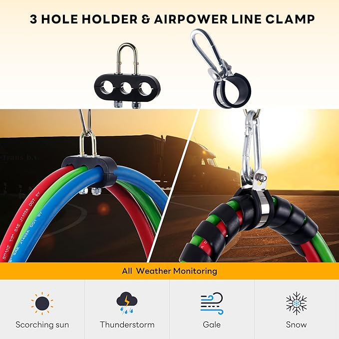 40” Swivel Pogo Stick for Semi Truck & Air Brake Line, Heavy Duty Stainless Steel with Clamp, 3 Hole Clamp, Lock Screw - 2Pcs