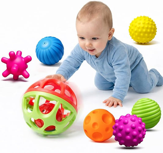 Montessori Toys - Sensory Balls for Toddlers, Multiple Textures Colorful Toddler Sensory Toys for Babies 1-3 Hand Catching Baby Balls, Baby Rattle 3-6 Months Old Baby Toys for 6-12 Months
