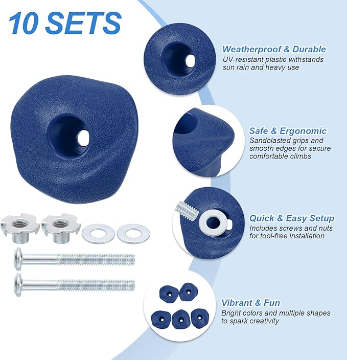 PATIKIL Rock Climbing Holds, Climbing Rock Wall Grips Play Set Climber Attachments with Single Holes for Playground