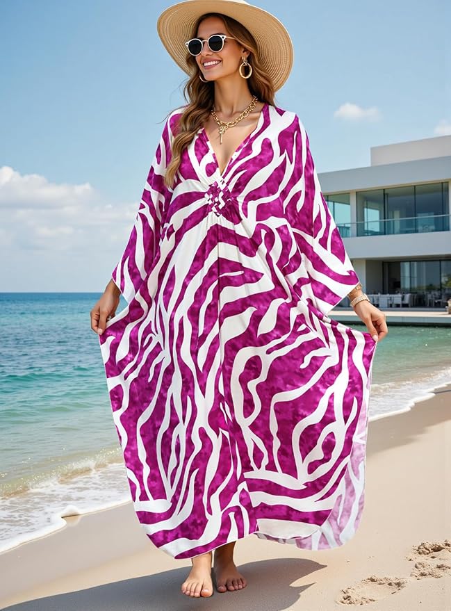 Mumu Dresses for Women Plus Size, Bohemian Kaftan Beach Cover Up Long Maxi Nightgown Soft Loungewear