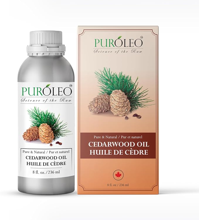 PUROLEO Cedarwood Essential Oil 8 Fl Oz/236 ML (Packed in Canada) 100% Pure & Natural Cedarwood Oil for Aromatherapy, Relaxation, and Skin Care - Cedarwood Oil for Diffuser