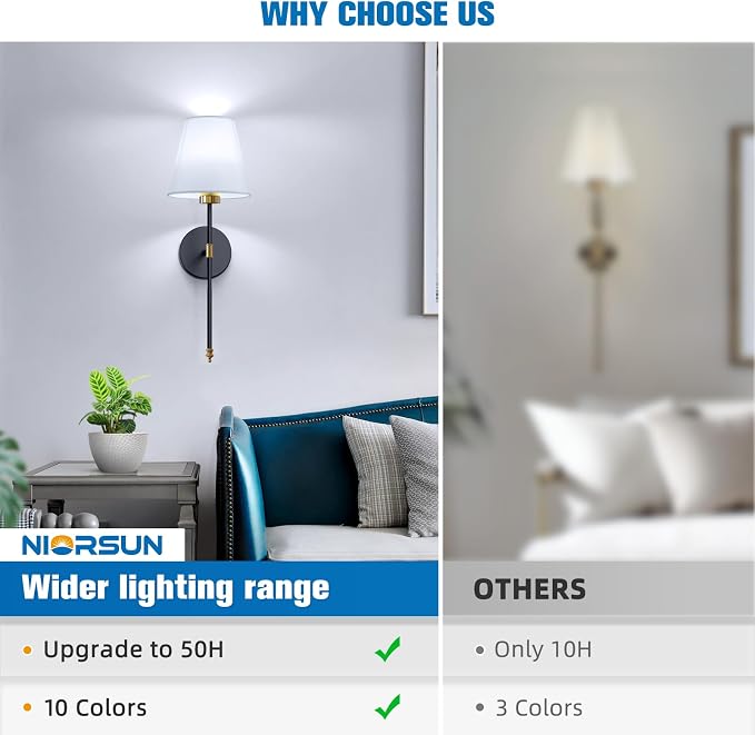 19.9 inch Battery Operated Wall Sconce Set of 2,Gold-Black Rechargeable Wall Lights with 10400mAh Dimmable Detachable Bulbs and Remote, Wireless Sconces for Bedroom Living Room Hallway
