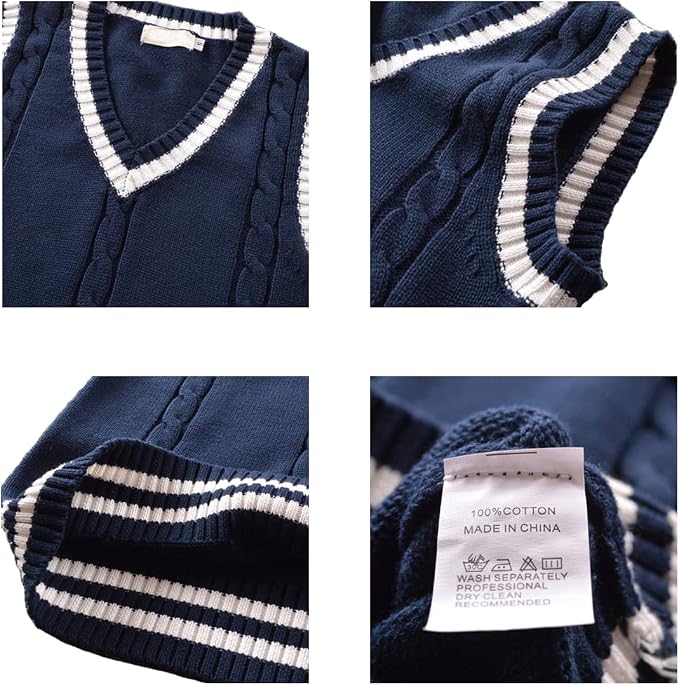 jinghuiyue Women’s V Neck Sweater Vest School Uniform Solid Color Sleeveless Knit Sweaters Pullover Tank Tops