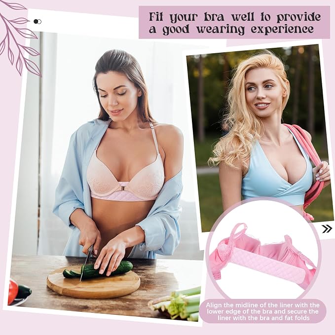 Toulite 10 Pcs Reusable Bra Liners for Sweat, 3 Layer Bra Sweat Pads, Soft Cotton Outer Layer with Polyester Fiber Core