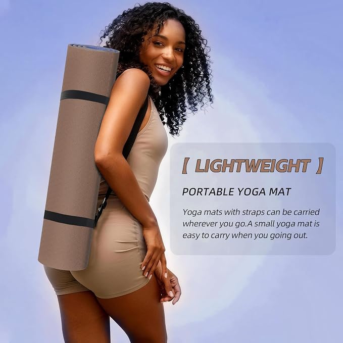 Thick Yoga Mat 72"x24" – 1/4" or 2/5" Option | Non-slip & anti-tear TPE, lightweight with carrying strap, beginner-friendly for women & men, yoga/pilates/floor workout