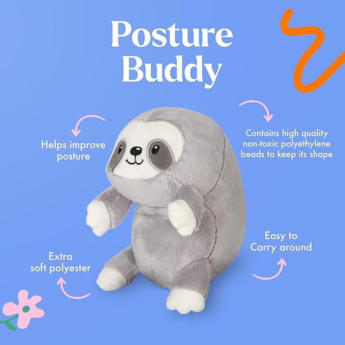 Lilly's Love Posture Pal - Posture Improvement for Men, Women & Kids - Ideal for The Office, School, Desk & Travel - Plush Stuffed Animal, Sloth