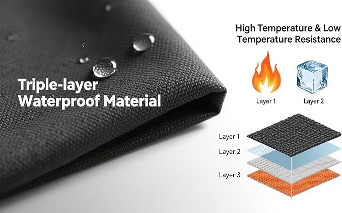 Outdoor Sauna Cover for 4-Person, 3-Layer Oxford Protective Cloth, Hook & Loop Roll-Up Door, Temp Retention & Dustproof - (Only Fits 68.1*52.4*82.7 In & Smaller Outdoor Hillside Roof Saunas )