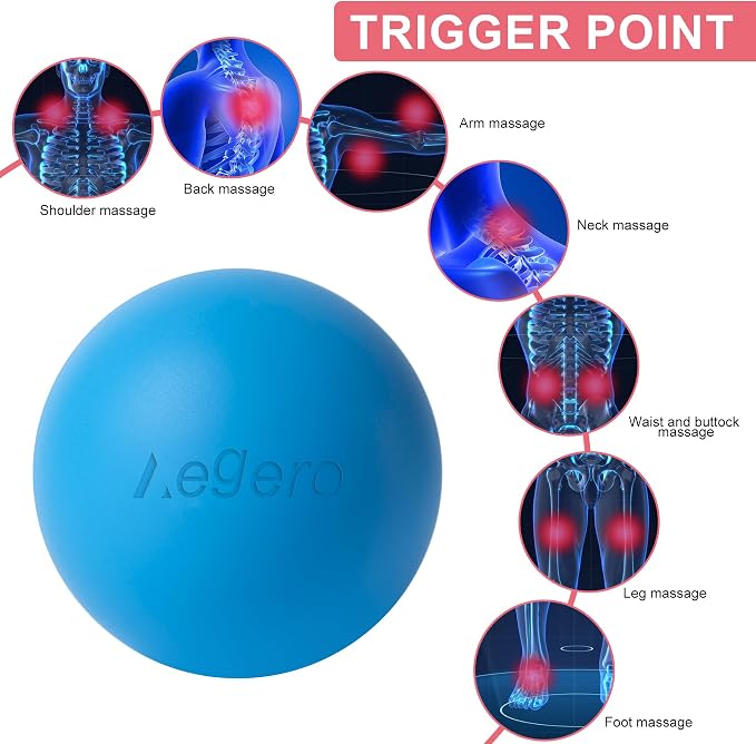 Massage Lacrosse Balls for Myofascial Release,Yoga Deep Tissue Massage,Trigger Point Therapy and Foot Plantar Fasciitis,Muscle Soreness Massager Ball (2Pack, Blue)