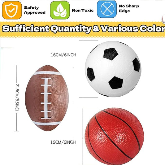 Mini Toddler Balls Toys Set for Kids, Mini PVC 5 Inch Basketballs Balls-5" Little Soccer, Football,- Playground Kick Ball Gift for Children Yard Indoor Outdoor Beach Pool 4 Pack